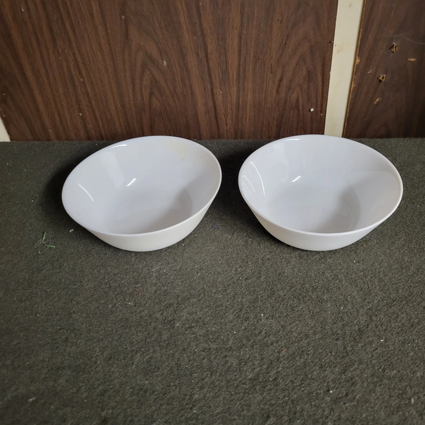 Pair of white milk glass bowls