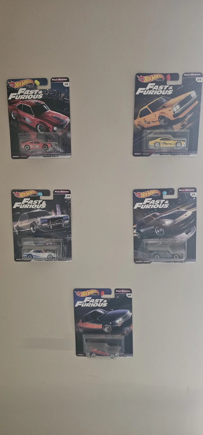 Hot Wheels Fast & Furious Premium Diecast Cars (Set of 5)