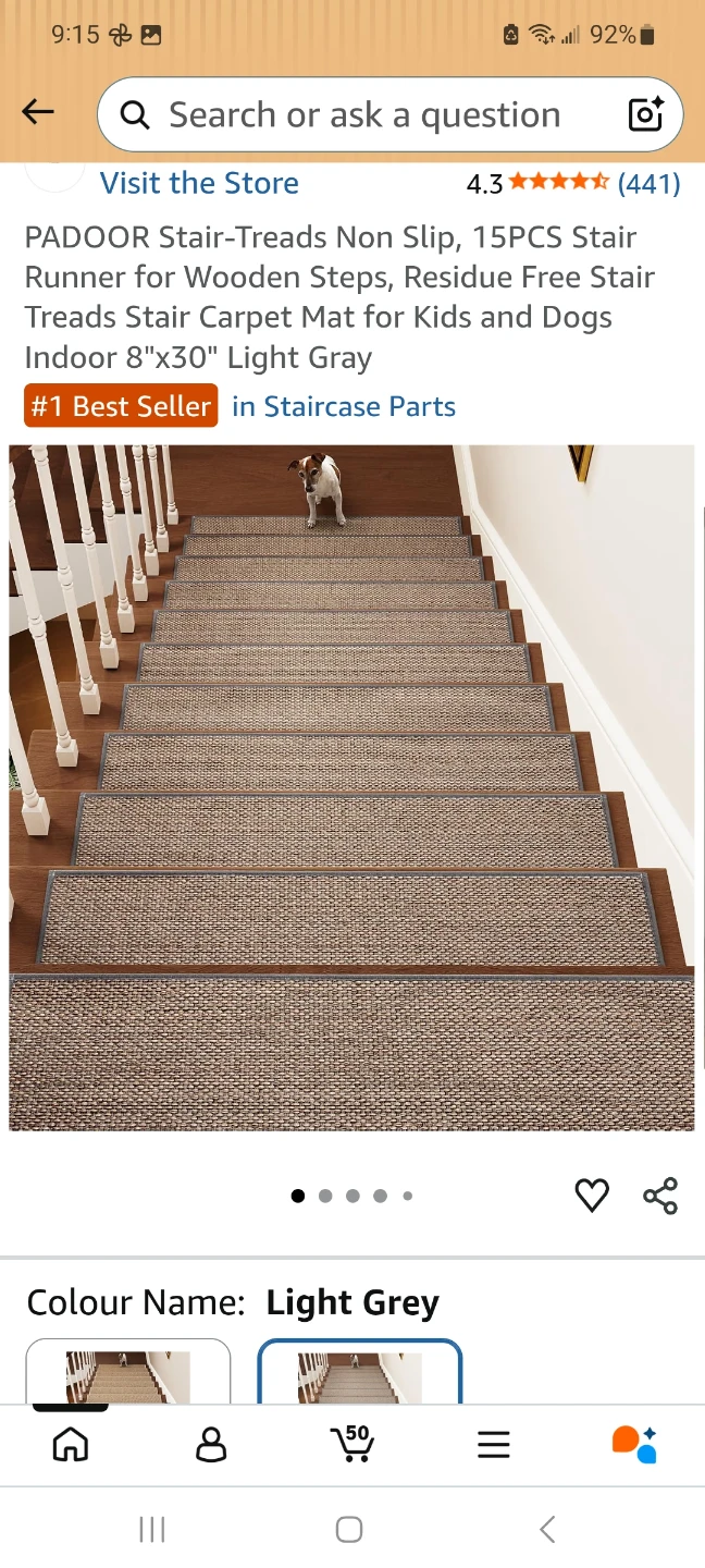 Padoor Stair Treads Carpet Mats - 15 Pack - Light Grey - photo 4
