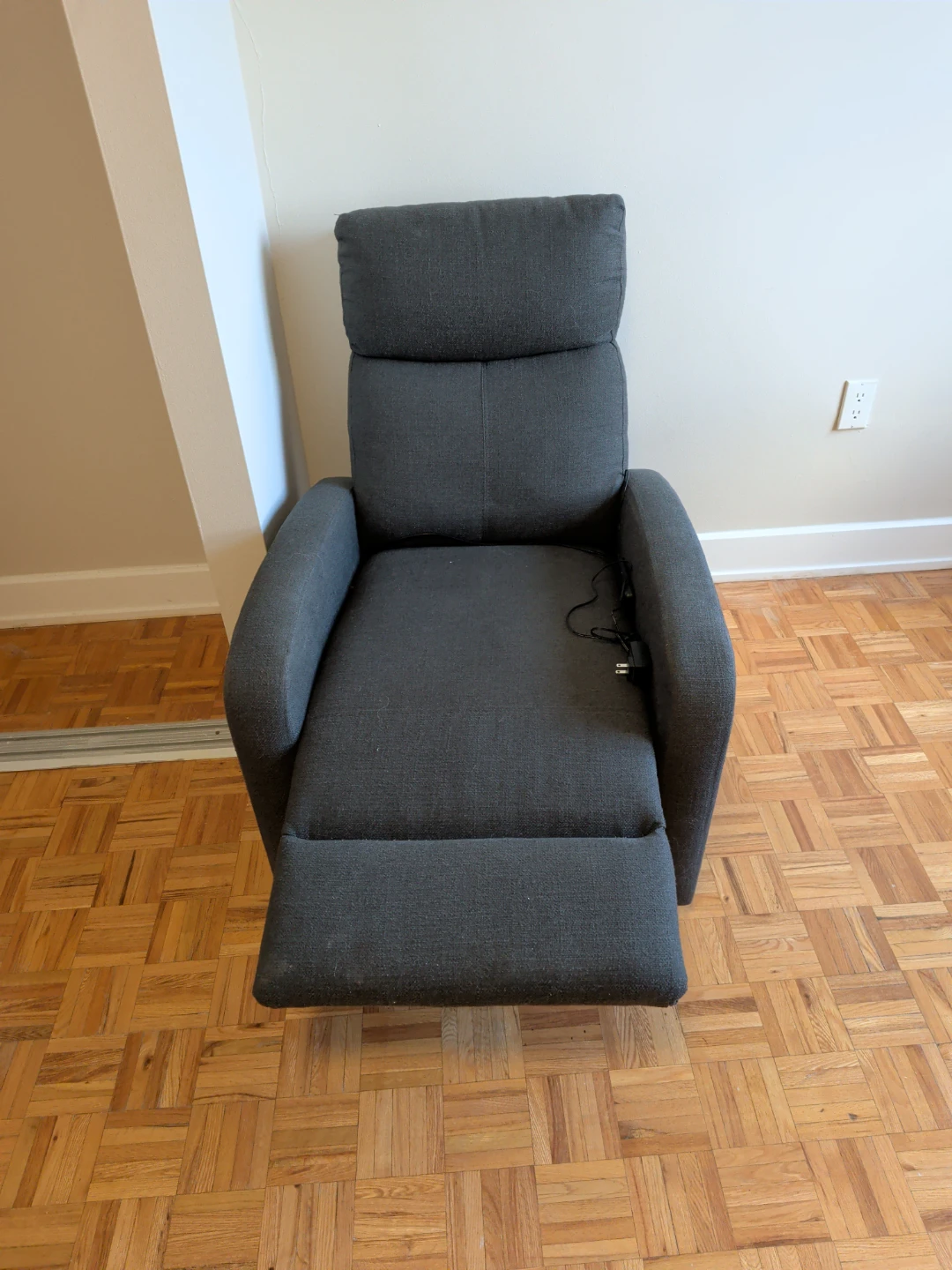 Blue Grey Fabric Recliner Chair - photo 2