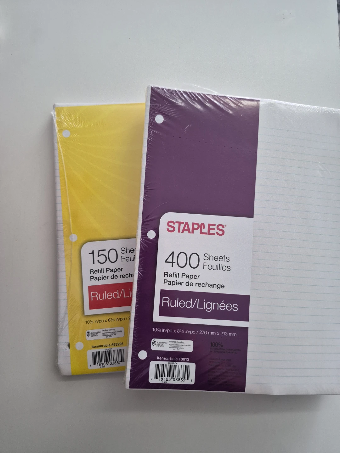 Staples Ruled Refill Paper - 150 & 400 Sheets (7 packs)