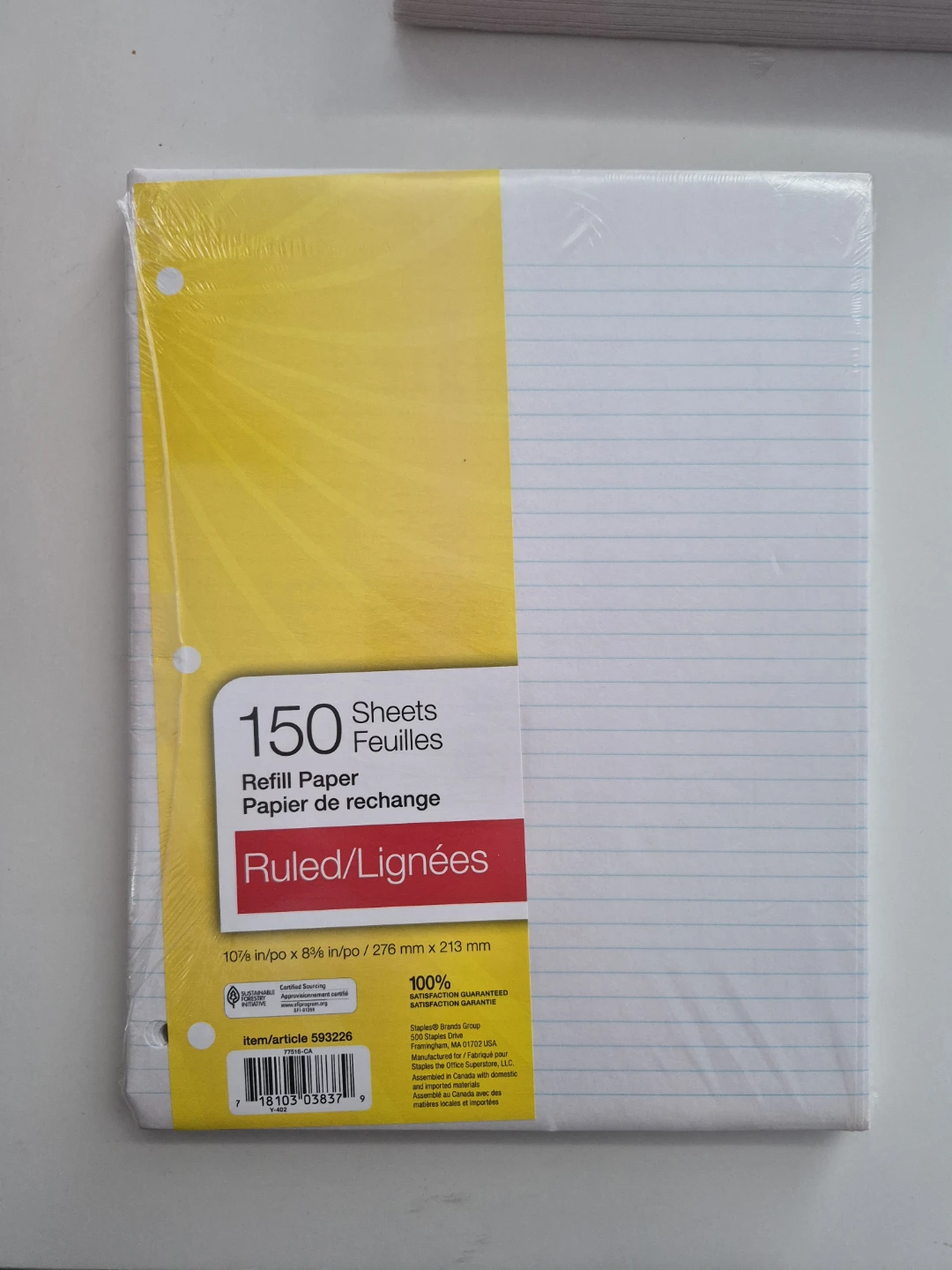 Staples Ruled Refill Paper - 150 & 400 Sheets (7 packs) - photo 3