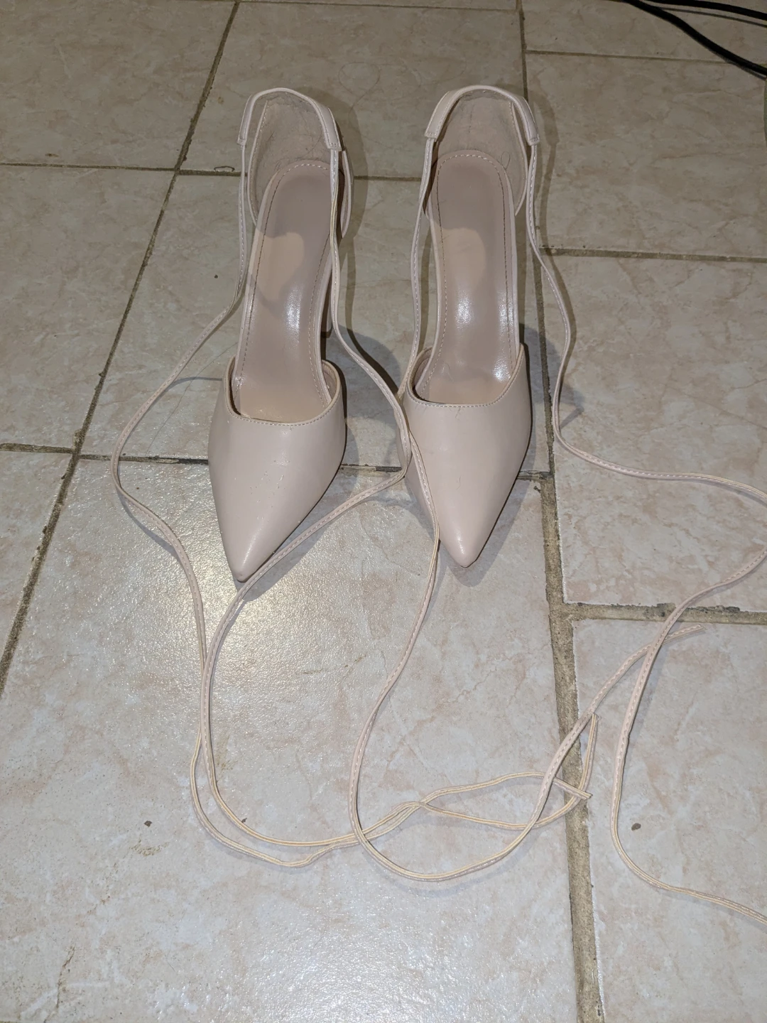 Pinkish beige lace up heels - photo 2