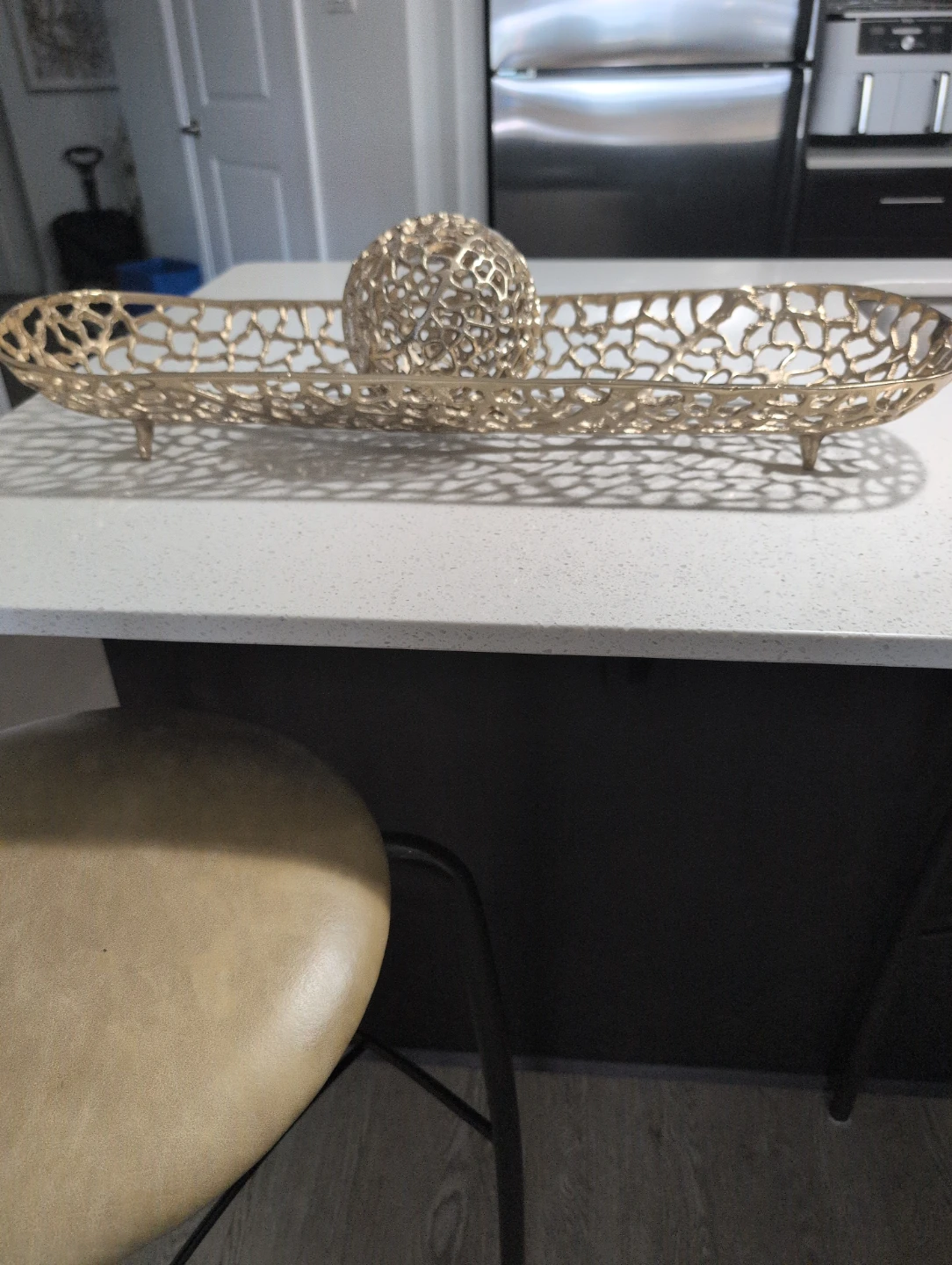 Decorative Metal Tray with Orb - photo 3