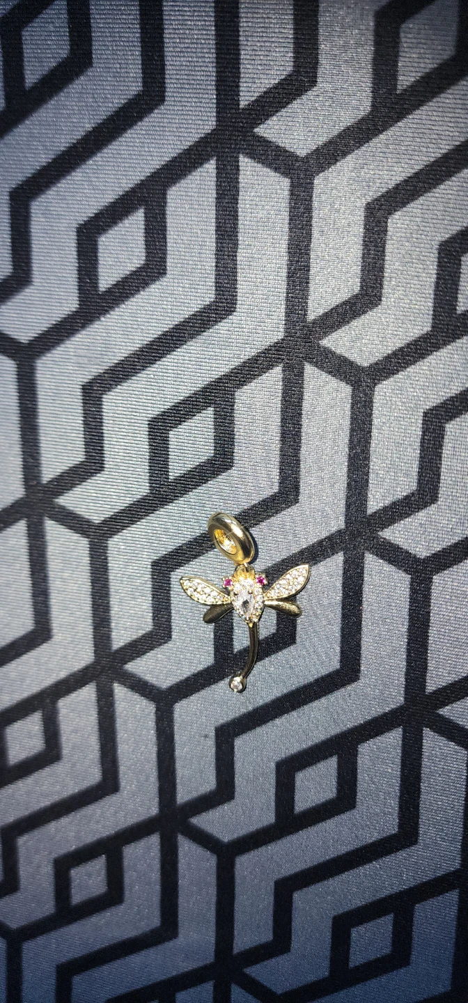 Gold plated Dragonfly Charm with Crystals - photo 2