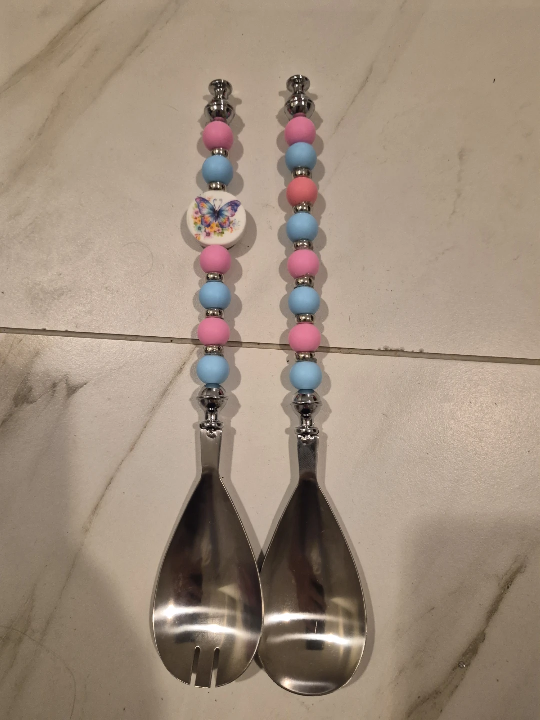 Salad Serving Set Butterfly Beads