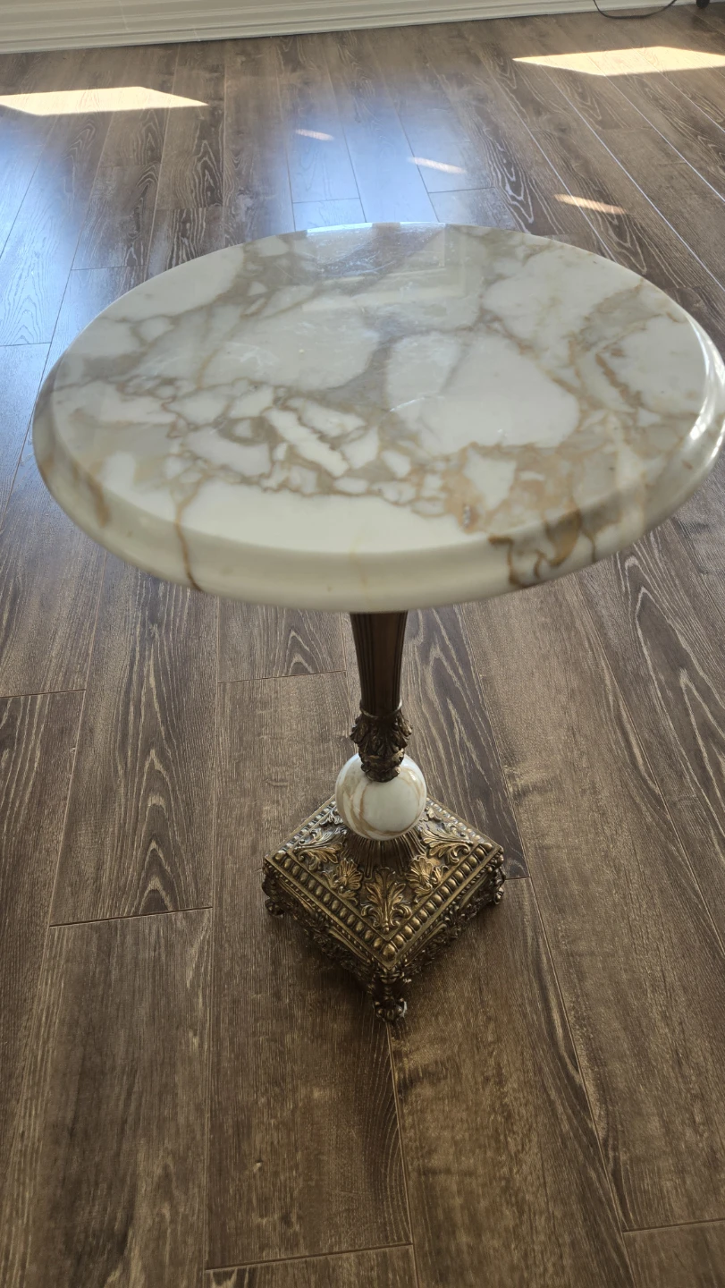 Marble Top Pedestal Side Table - photo 2