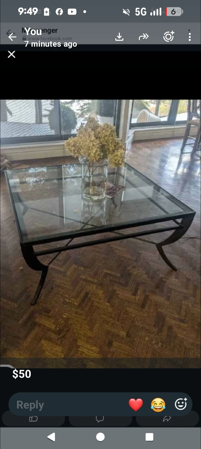Glass Top Coffee Table with Metal Frame