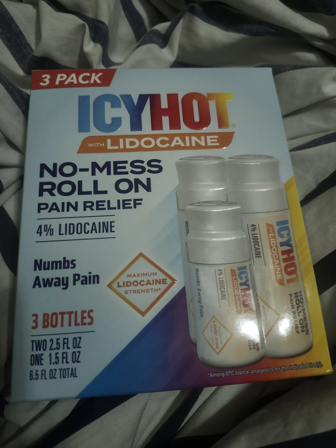 Icy Hot With Lidocaine No-Mess Roll-On Pain Relief 3 Pack