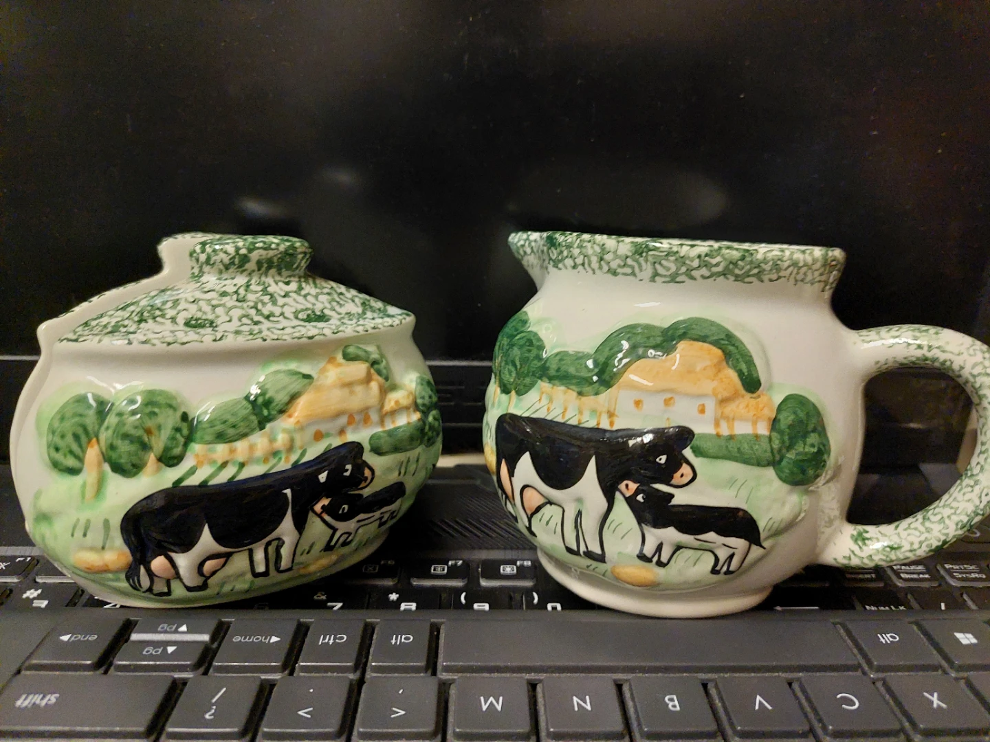 Vintage ceramic Napkin Holder and Creamer Set