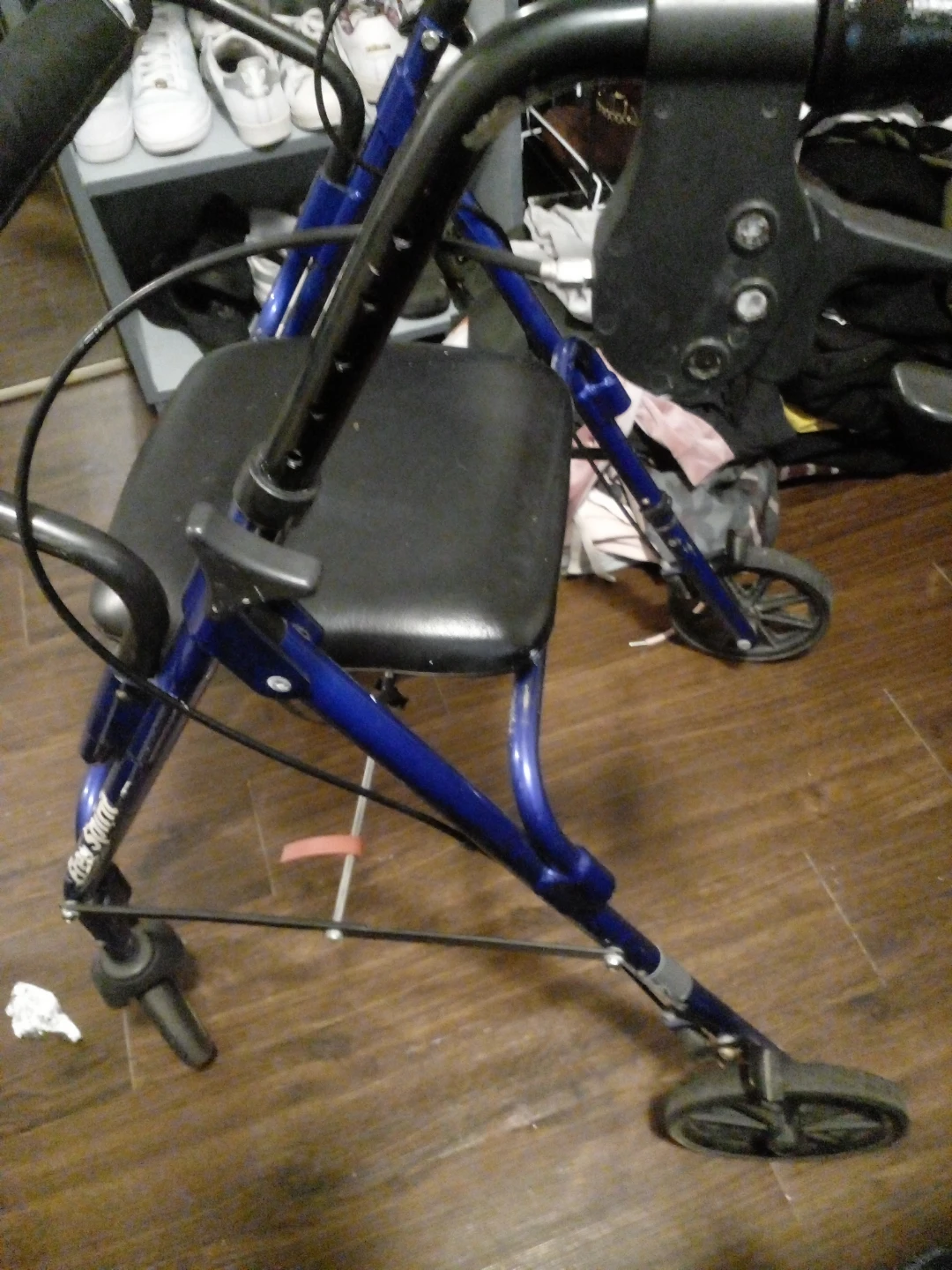 Blue Folding Walker with Seat