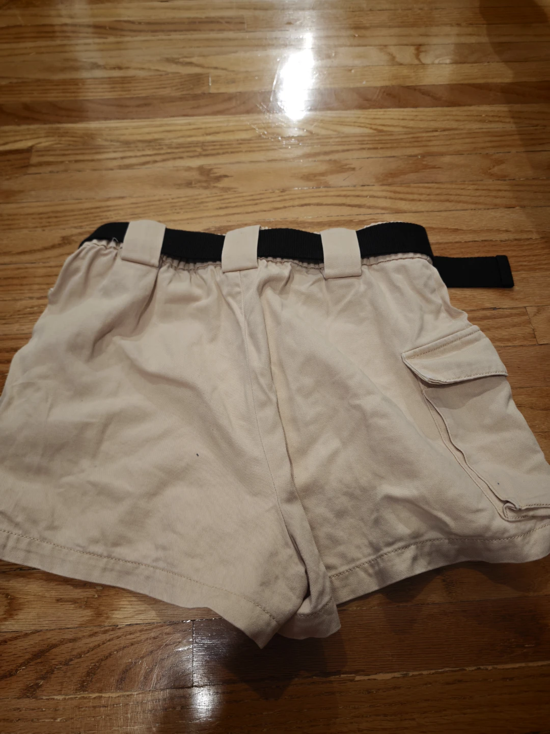 TNA Beige Cargo Shorts with Black Web Belt - photo 2