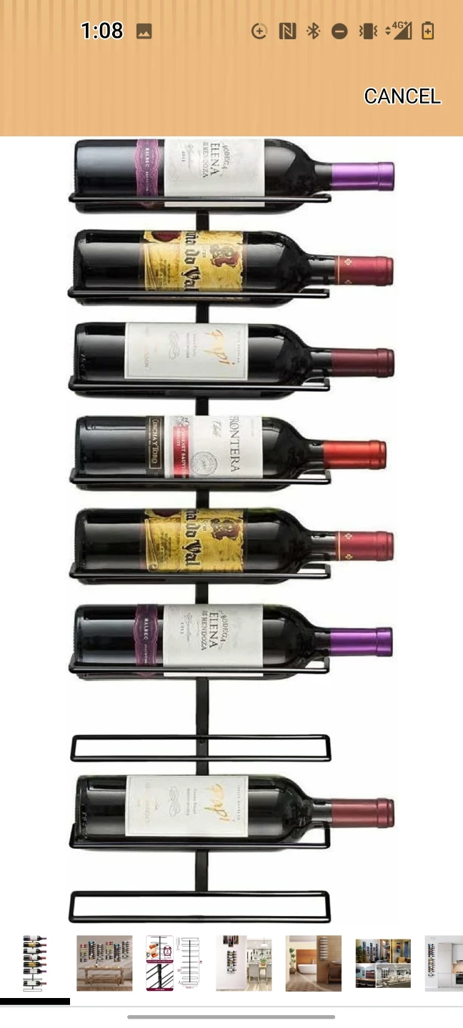 Black Metal Wine Rack - Holds 8 Bottles