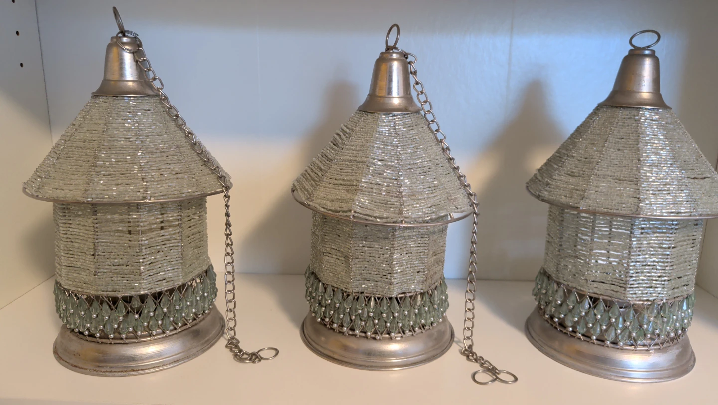 Set of 3 Decorative Beaded Lanterns