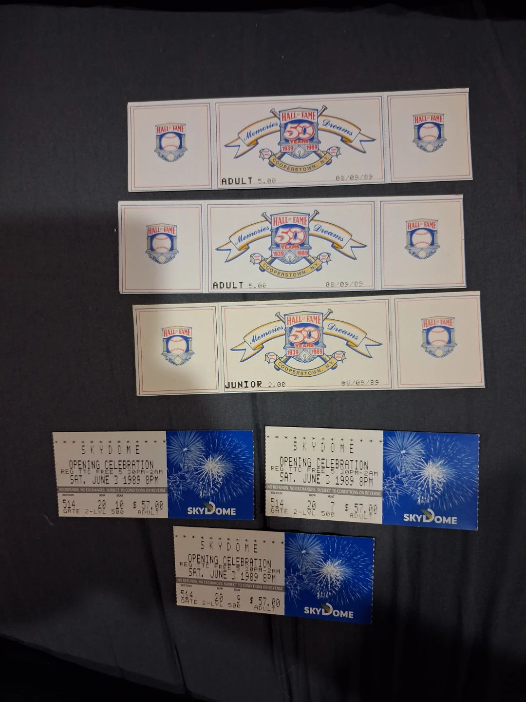 Hall of Fame & SkyDome Event Ticket stubs
