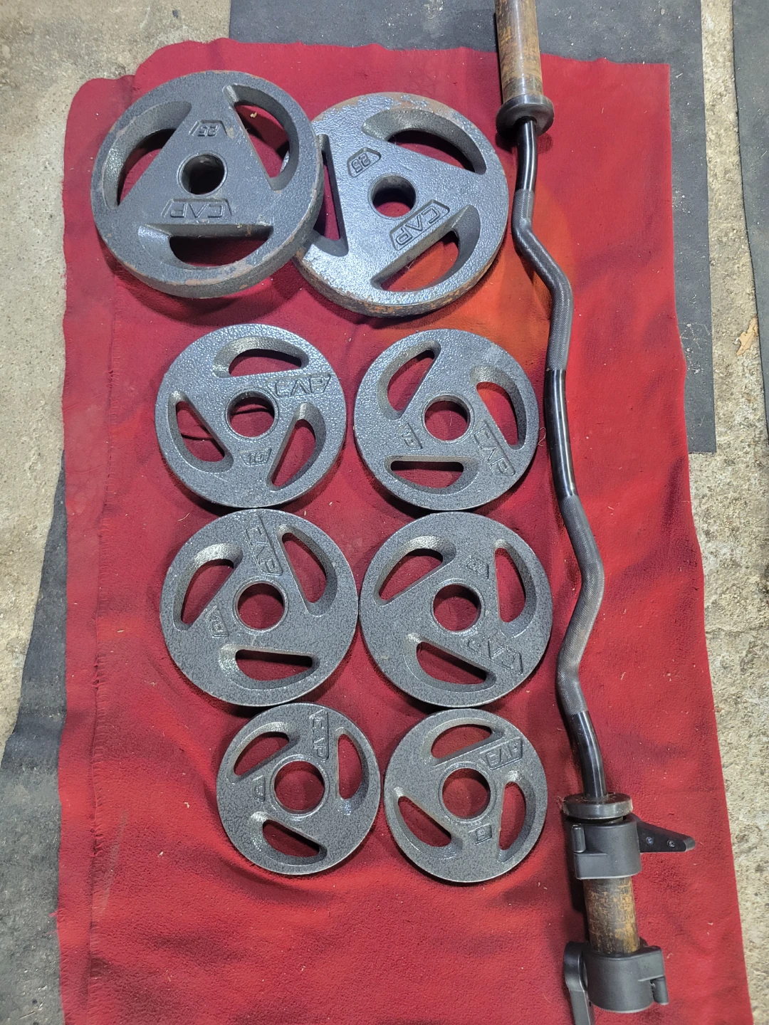 2" HOLE EZ-CURL BAR WITH 100LBSs OLYMPIC PLATES - photo 2