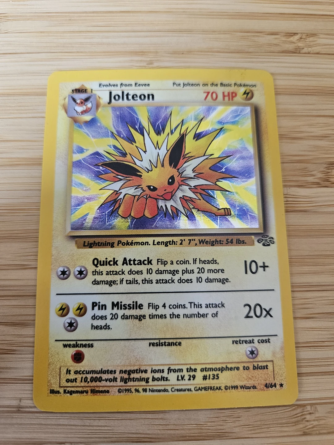 Pokémon Jolteon #4/64 – Jungle – Holo Rare – Vintage - photo 2