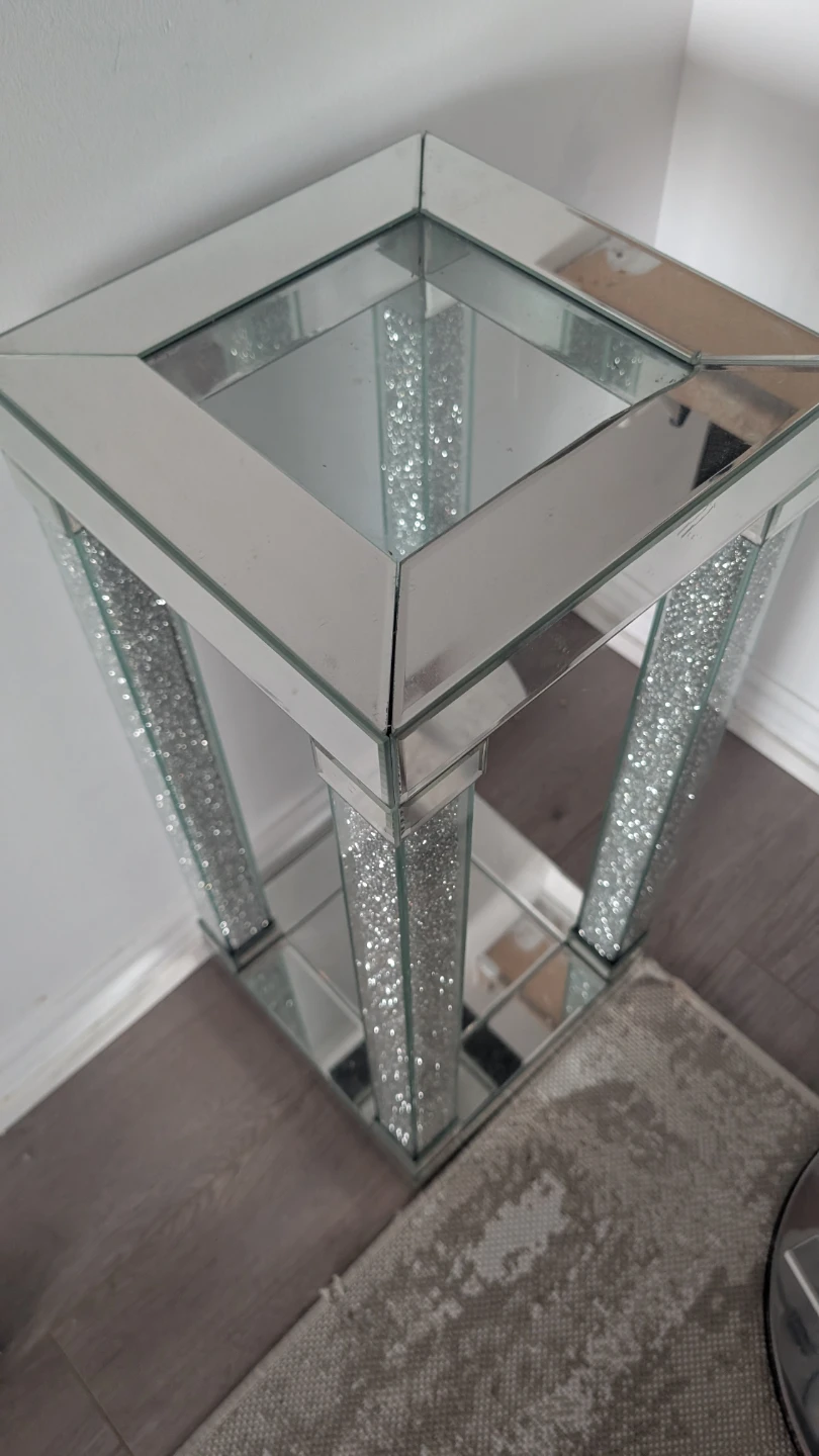 Crushed Crystal Mirrored Side Table