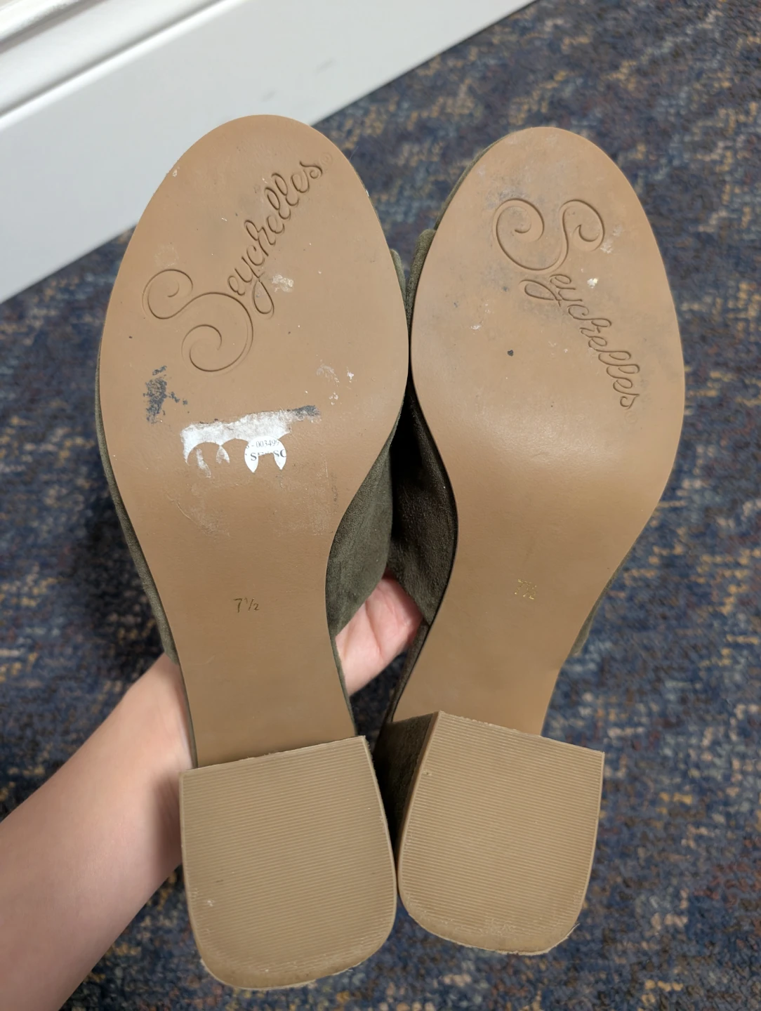 Seychelles summer Suede Mule Sandals Olive Green Size 7.5 - photo 3
