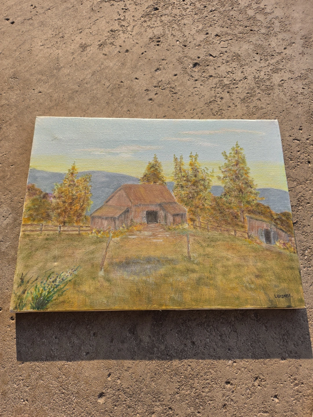 Painting of a barn scene