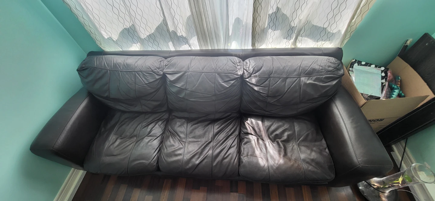 Dark Brown Genuine Leather Sofa Bed - photo 2