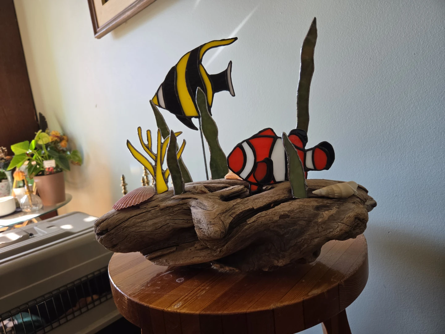 Stained Glass Fish on Driftwood Decor - photo 2