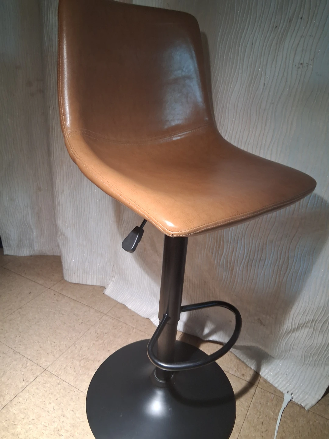 Adjustable Swivel Bar Stool - Tan Faux Leather
