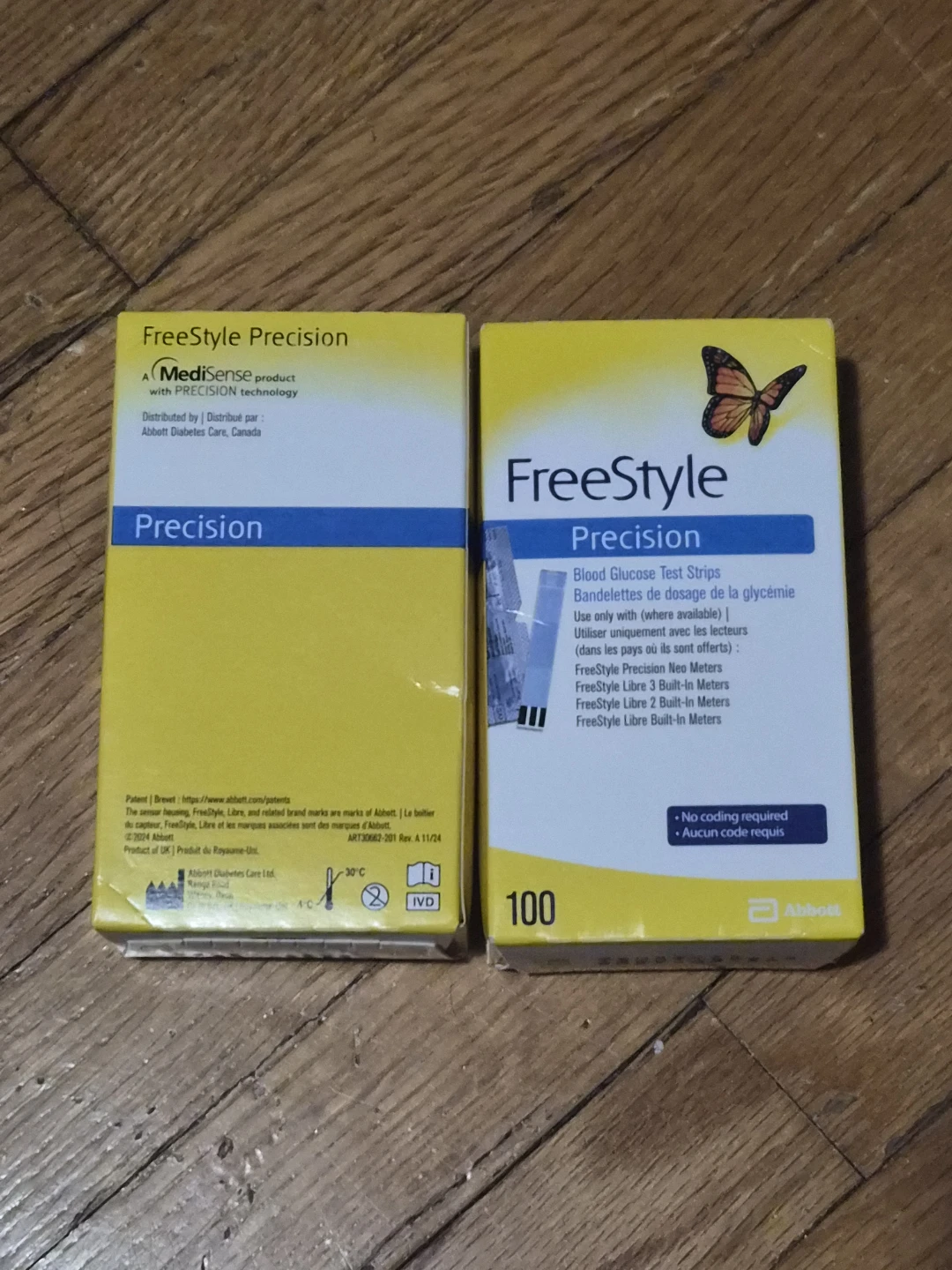 Freestyle precision glucose blood test strips
