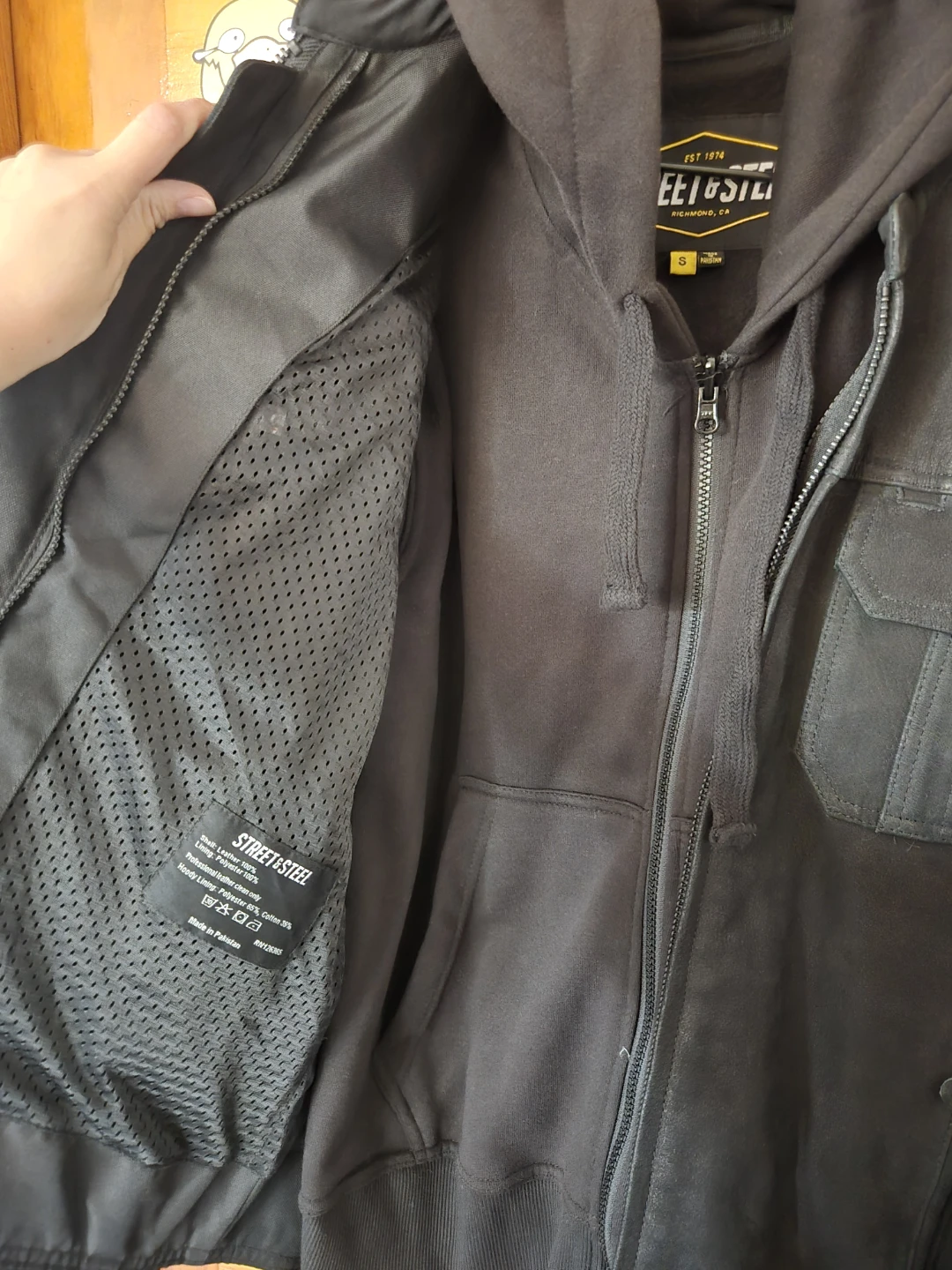 Street & Steel Genuine Leather Motorcycle Jacket with Hoodie - photo 2