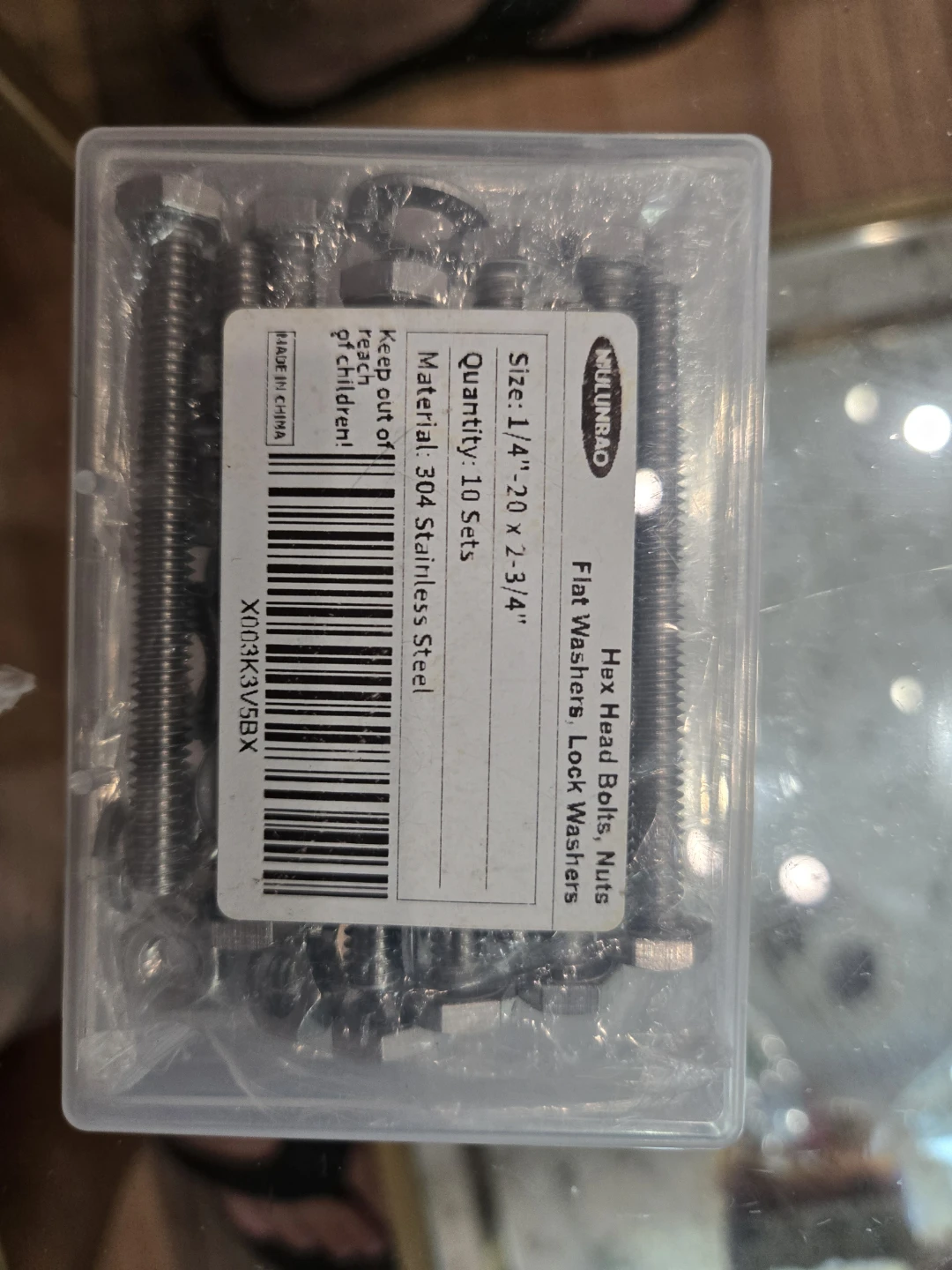 Mullunrad Hex Head Bolts, Nuts, Washers - 1/4" - 10 Sets