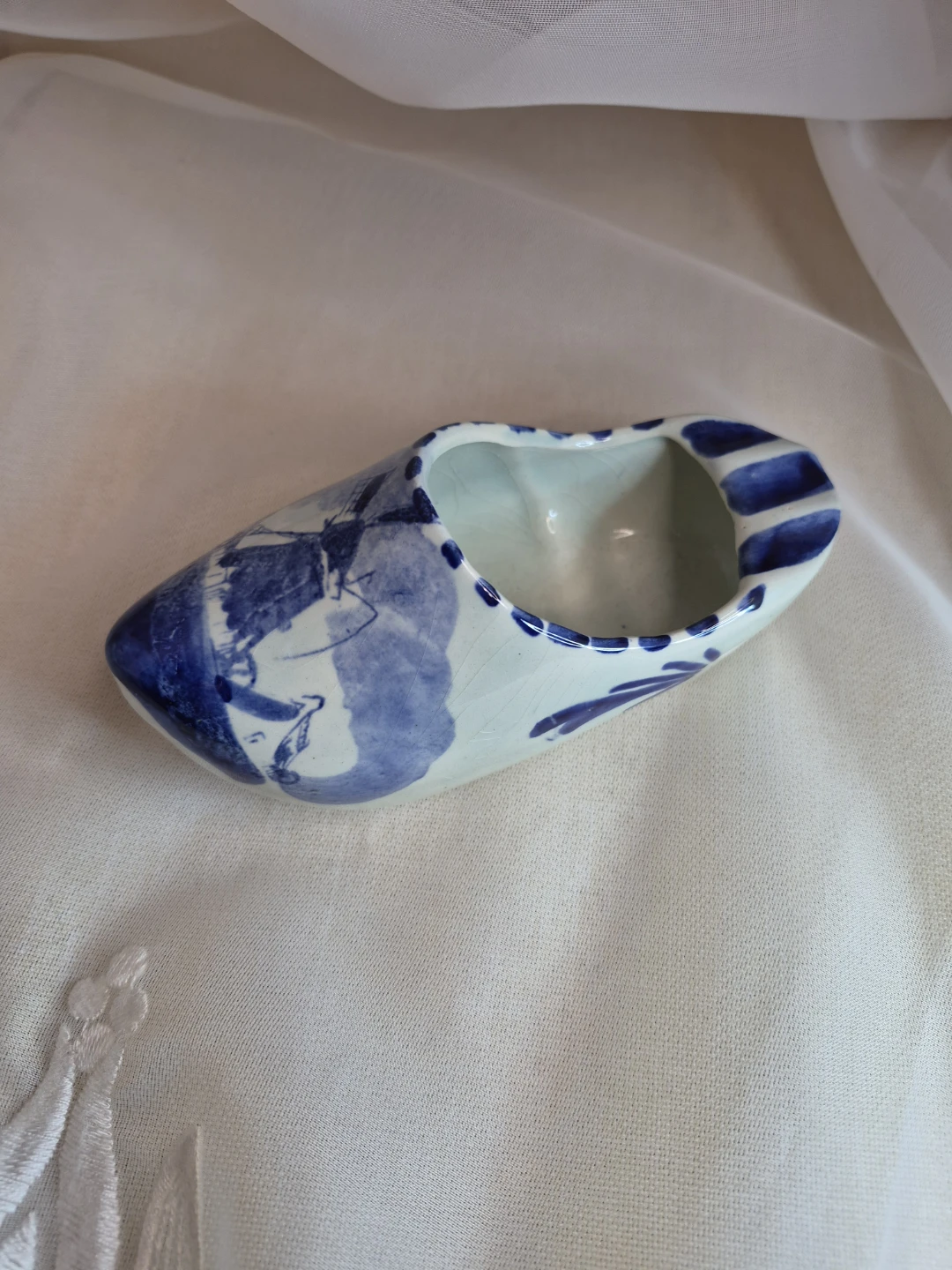 Vintage Delft Blue Dutch Ceramic Clog Shoe Ashtray - photo 3