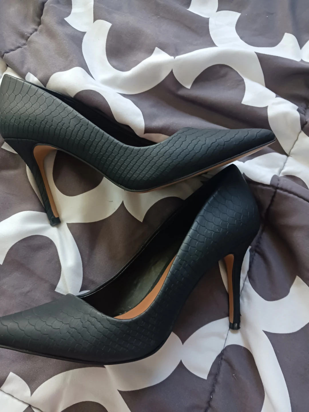 Call It Spring Black Faux Snakeskin Heels - photo 2