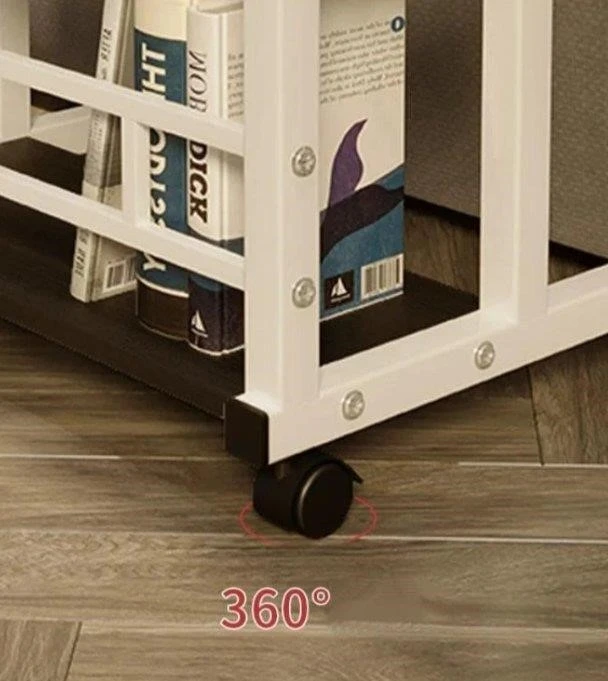 Adjustable Rolling Bedside Table with Shelves - photo 3