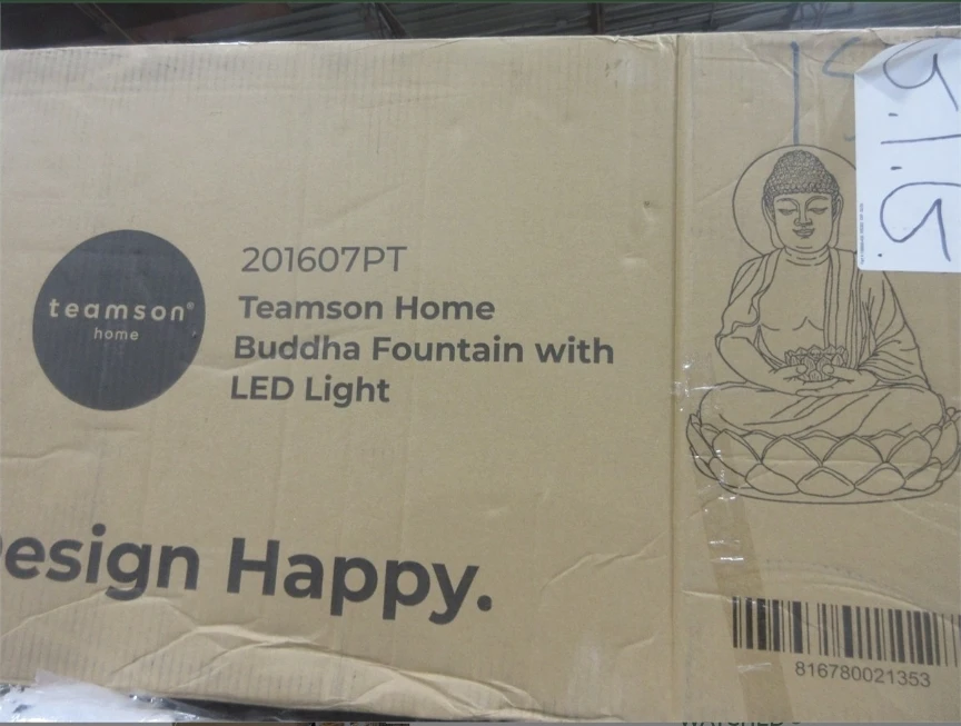 Teamson Home Buddha Outdoor Waterfall Fountain with LED Lights