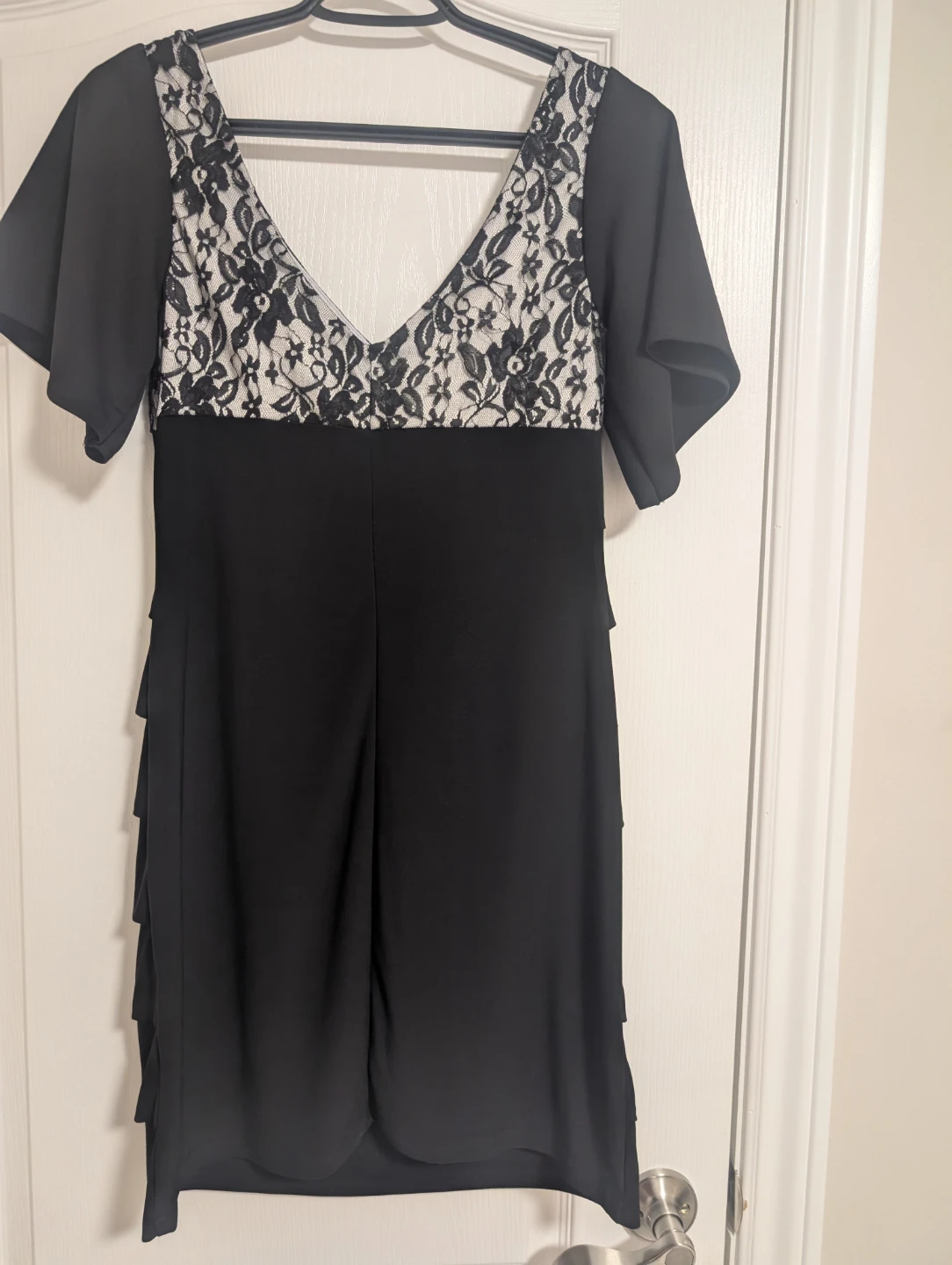 Black Lace Trim Tiered Dress - photo 4