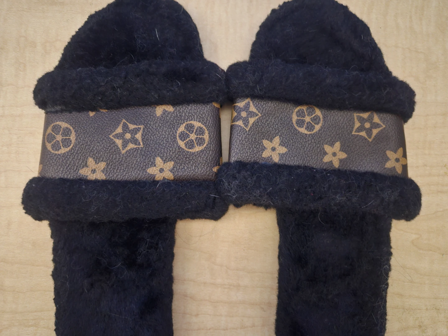 Louis Vuitton Monogram Shearling Slides