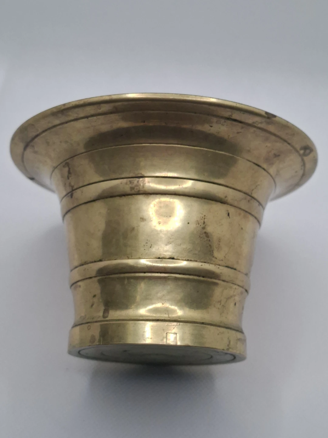 Antique Brass Mortar and Pestle Set Stamped JCR 3 - photo 2