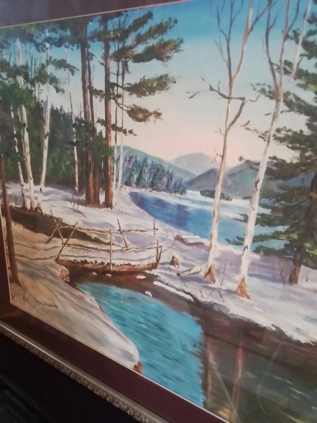 Framed Winter Landscape Painting by L. Yeomans (1970) - photo 3