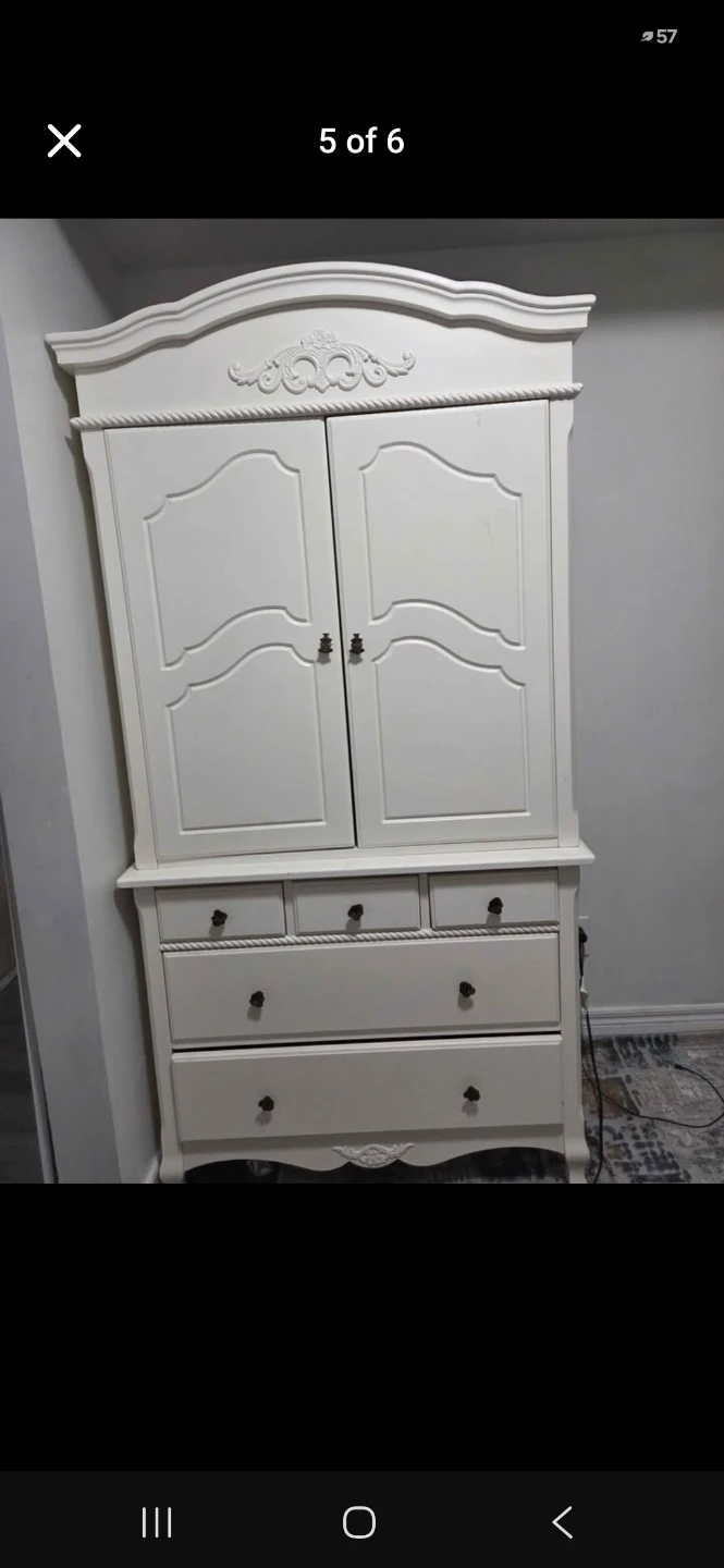 White Armoire Dresser with Doors and Drawers - photo 5
