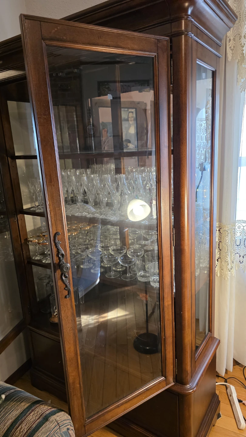 Wooden Display Cabinet with Glass Doors