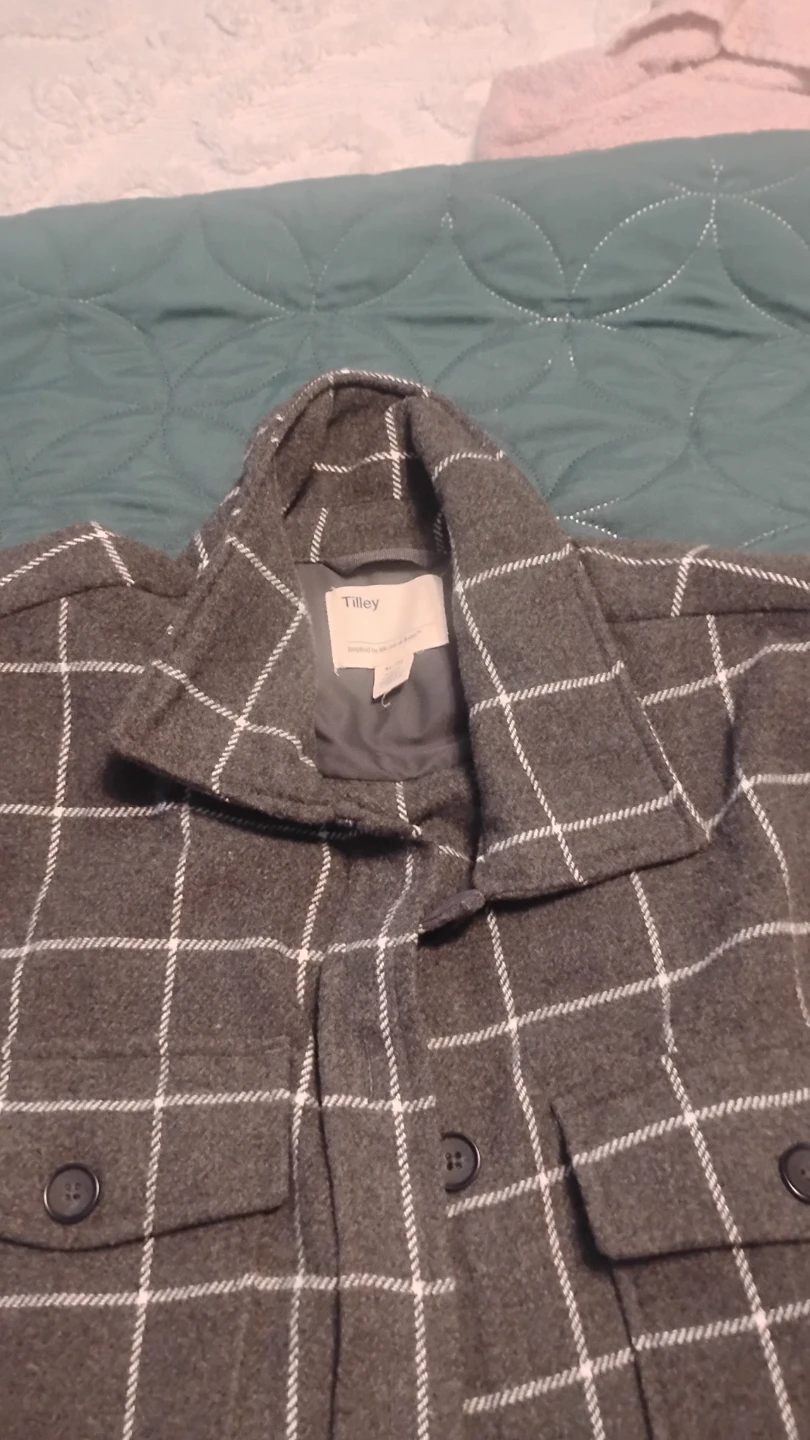 Tilley Grey Plaid wool blend Flannel Shirt Jacket XL/TG - photo 2