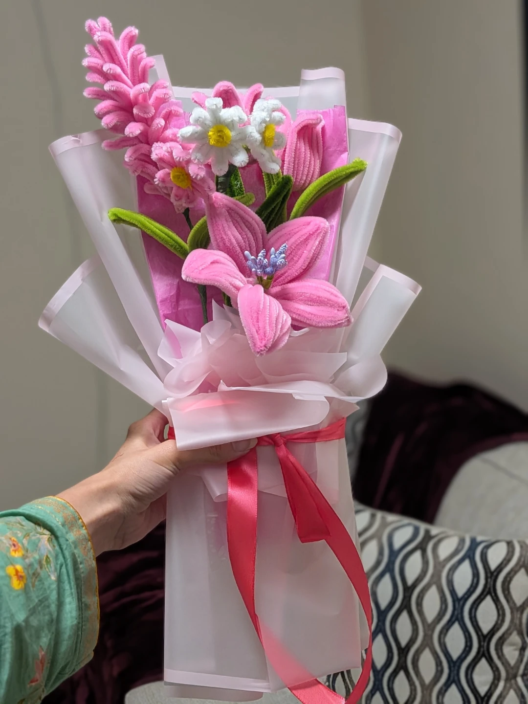 Nush Pink Plush Flower Bouquet for anniversary and birthdays