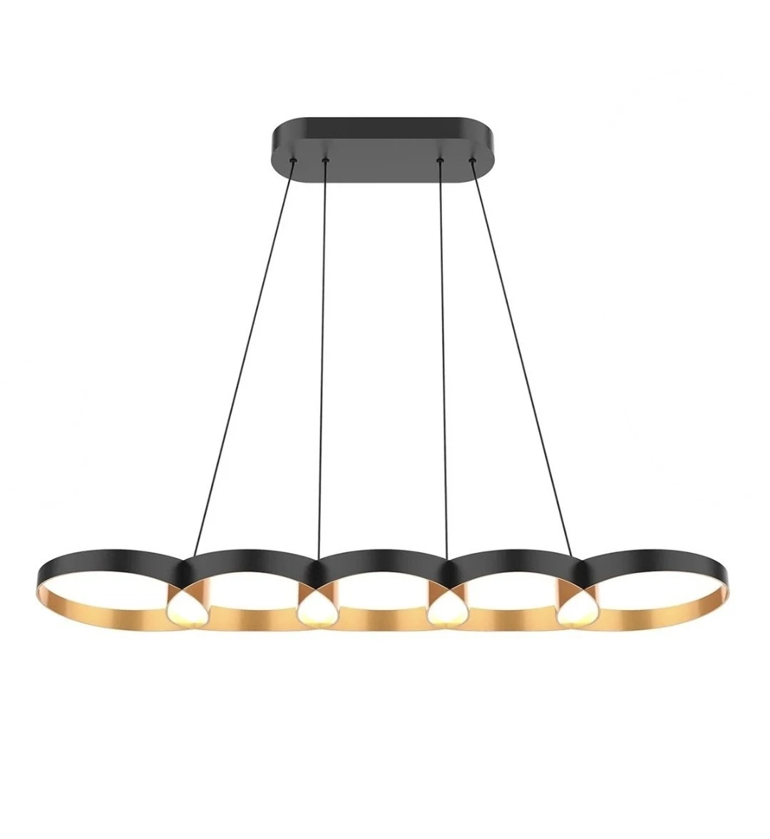Modern LED Ring Pendant Light in Black and Gold
