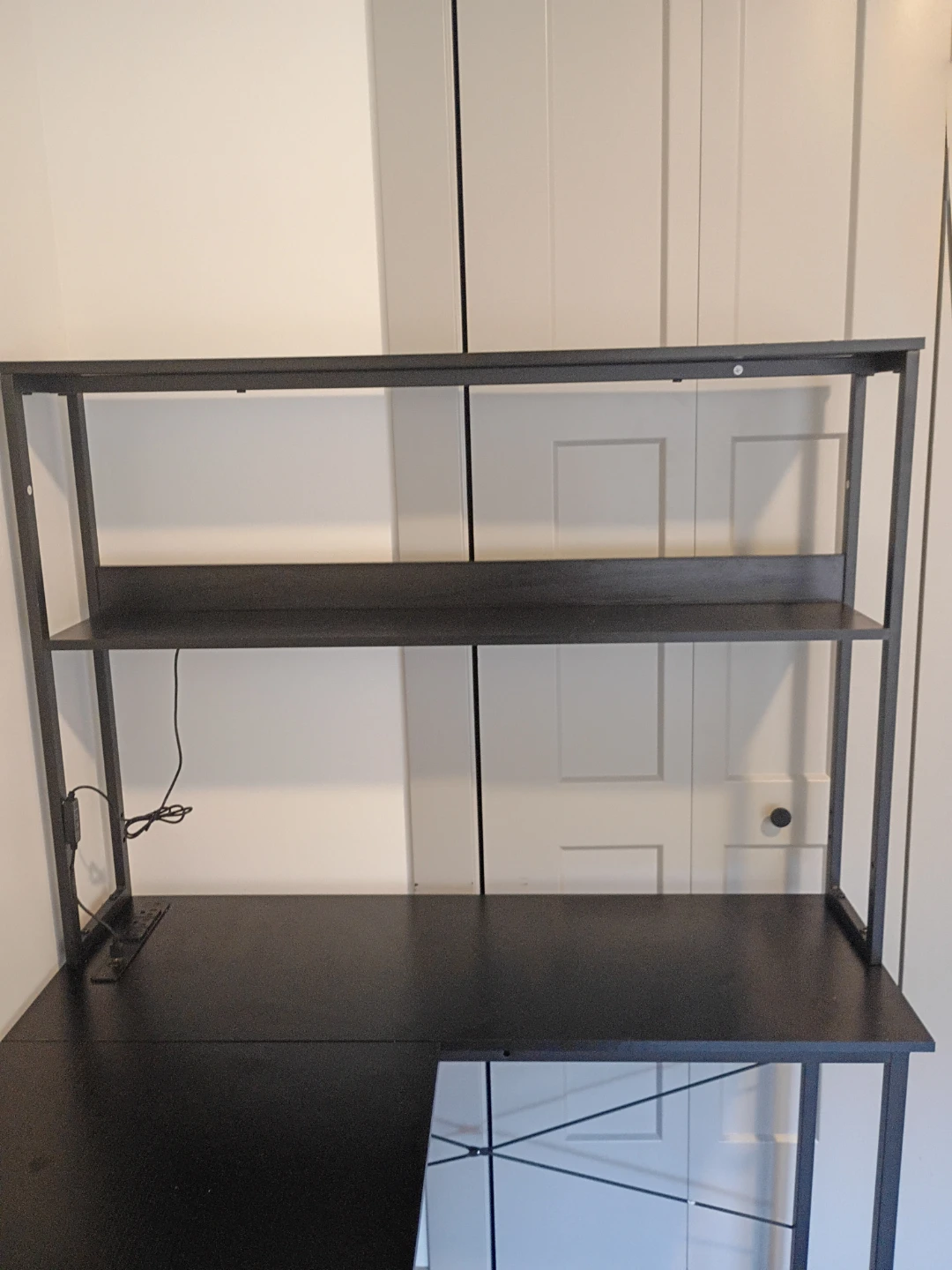 Black L-Shaped Desk with Shelving - photo 2