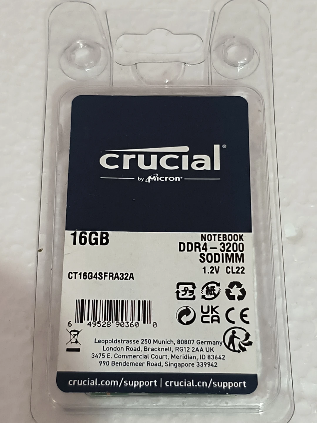 Crucial 16GB DDR4-3200 SODIMM Laptop RAM