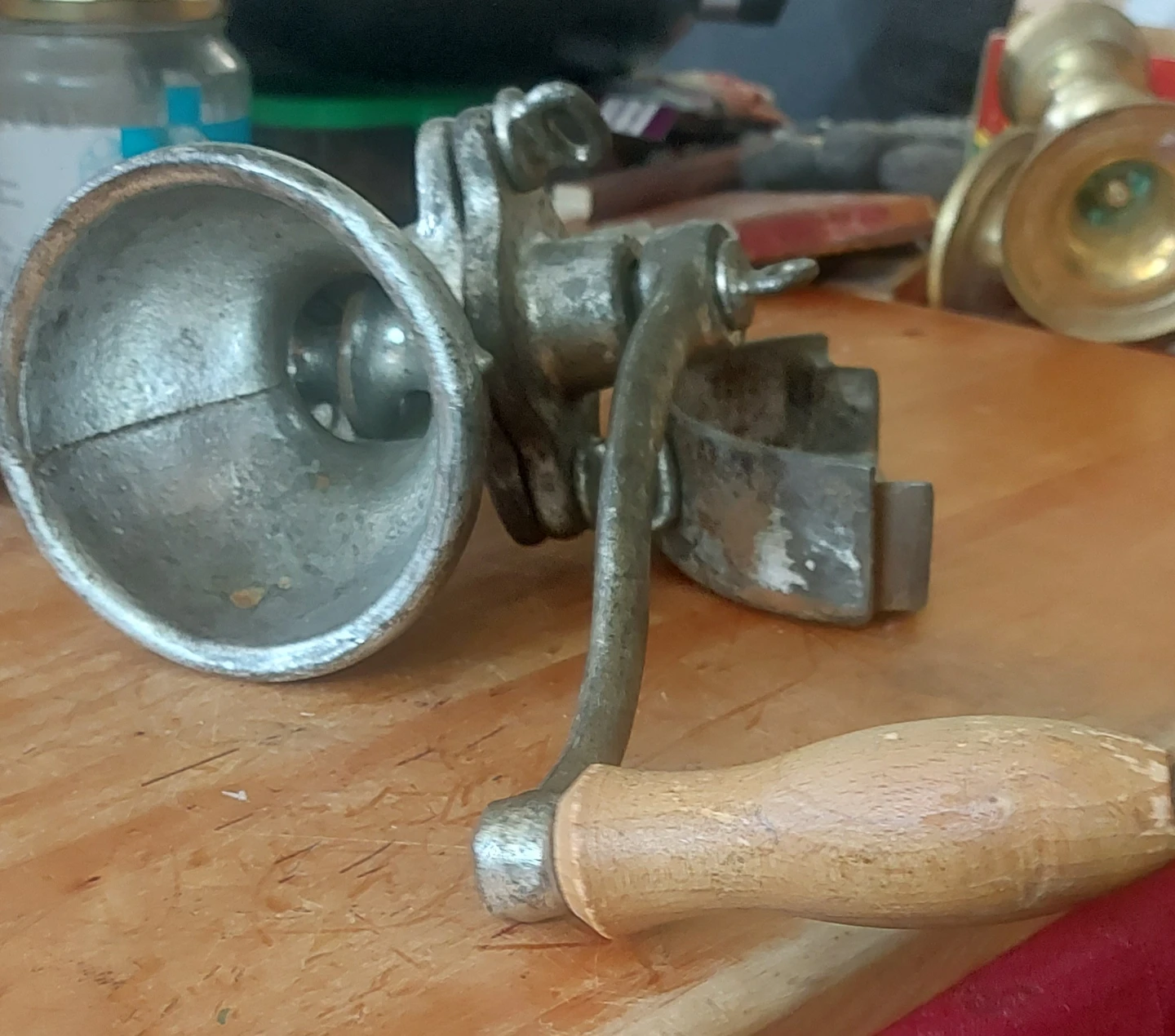 Silver coffee grinder antics, and home vintage food grinder . - photo 2