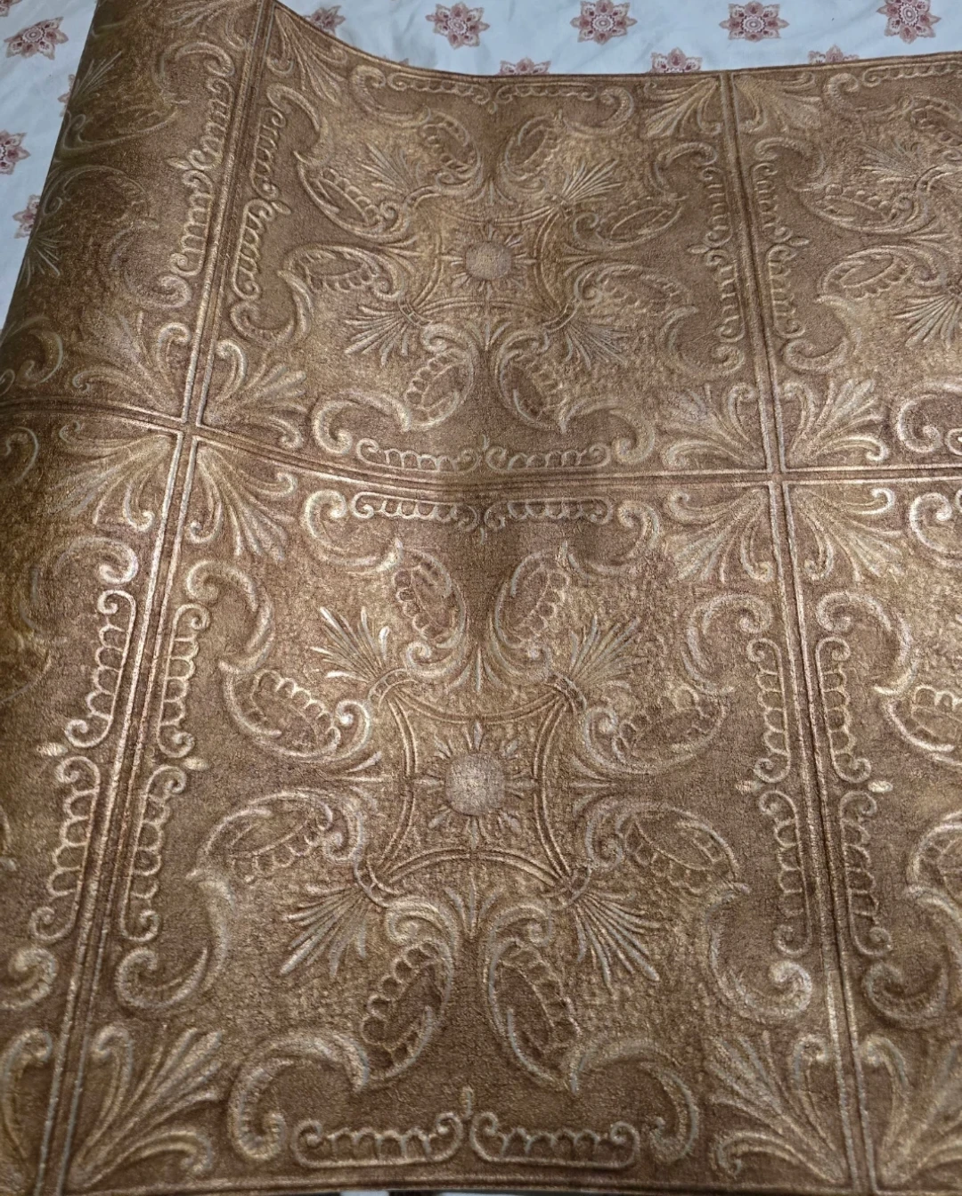 Beautiful Textured Bronze Damask Wallpaper Roll - photo 2