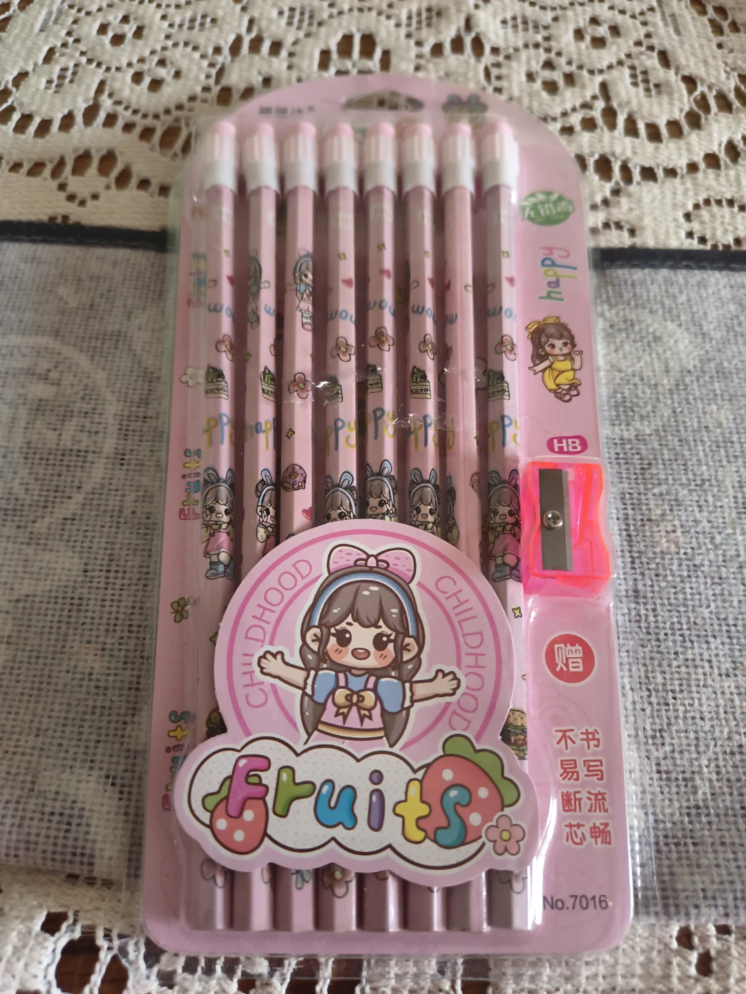BACK TO SCHOOL!! Fruits Pink HB Pencil Set with Sharpener