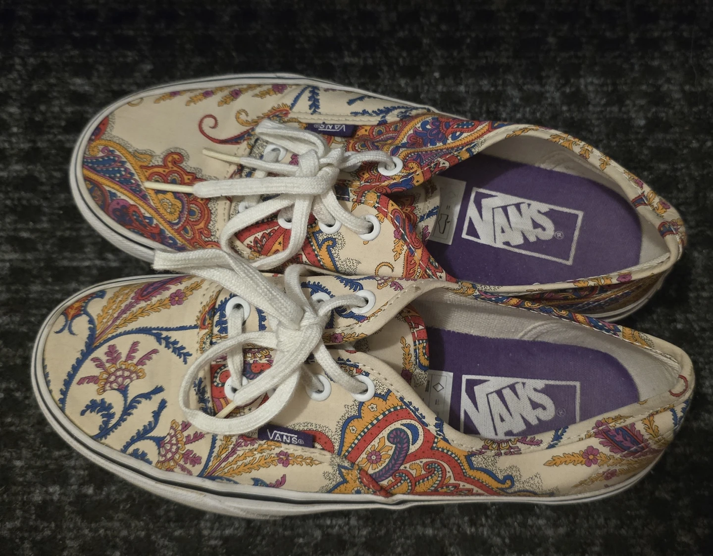 Vans Authentic Paisley Cream/Blue/Red Shoes Size 6 Women's