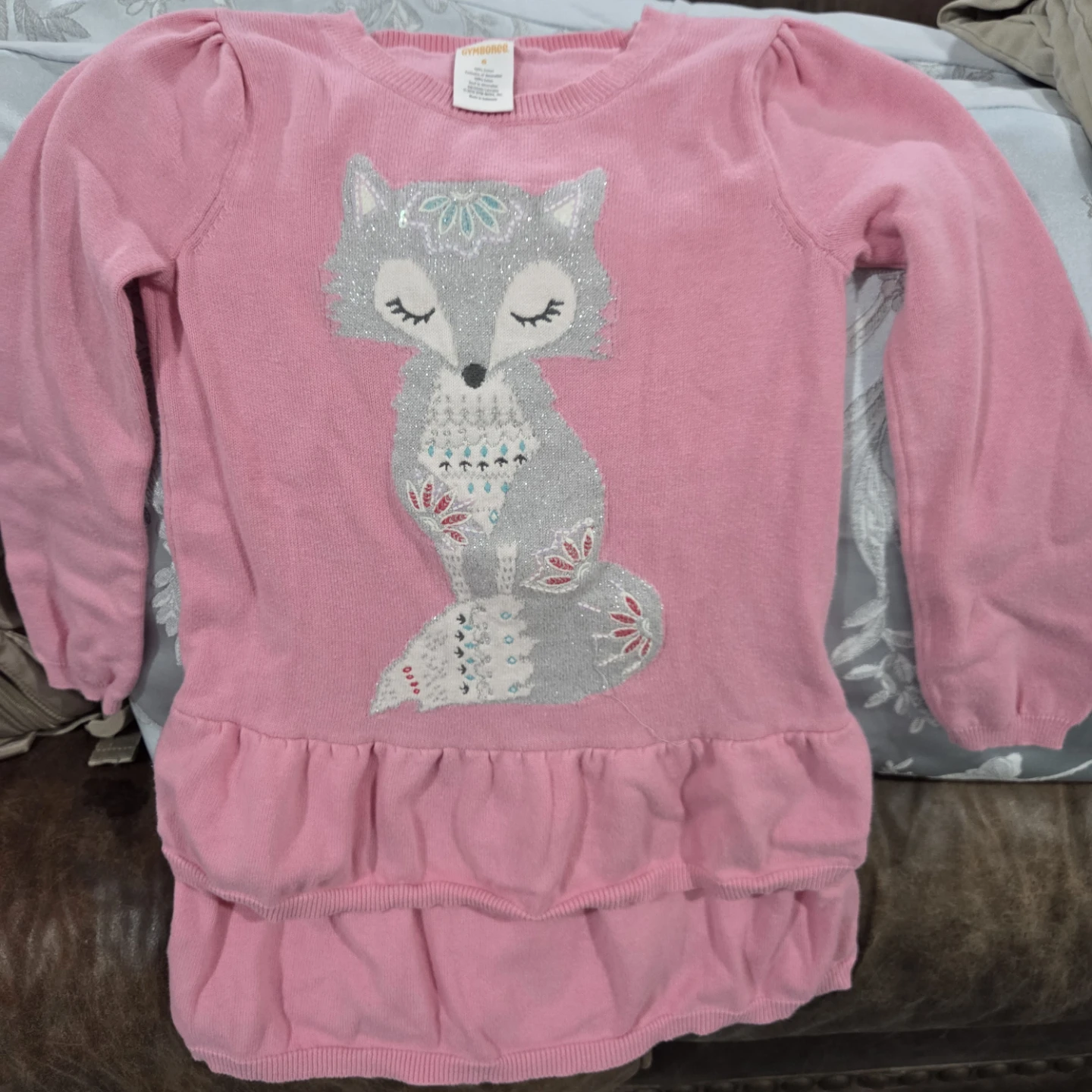 Gymboree Pink Fox Sweater Dress Size 6 - photo 4